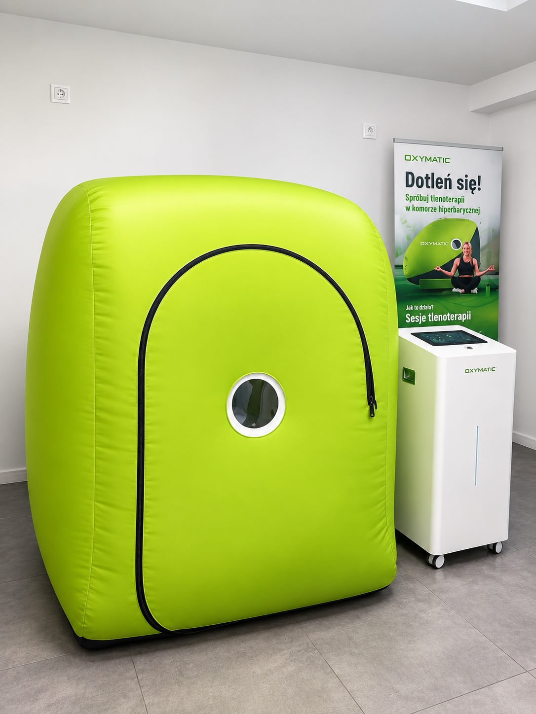Miękka komora hiperbaryczna Oxymatic OxyUno Comfort w naszym salonie w Grębkowie